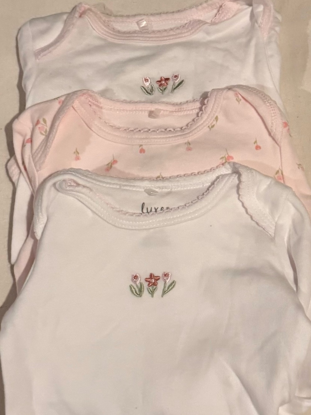 Baby Girls 3-Pack Floral & Pink One-Piece Bodysuits